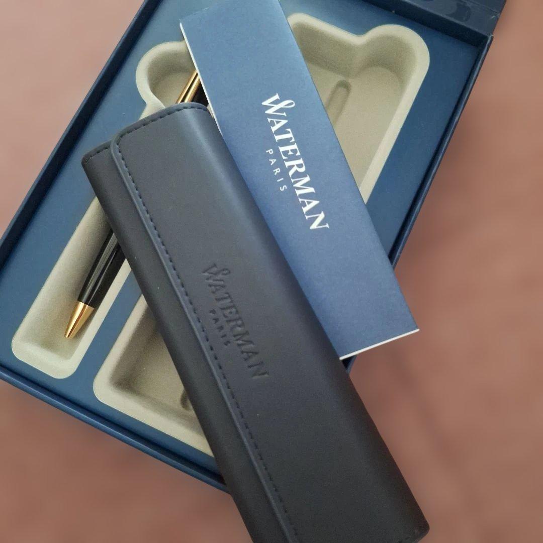 WATERMAN black ballpoint pen with a sleek design and included protective case