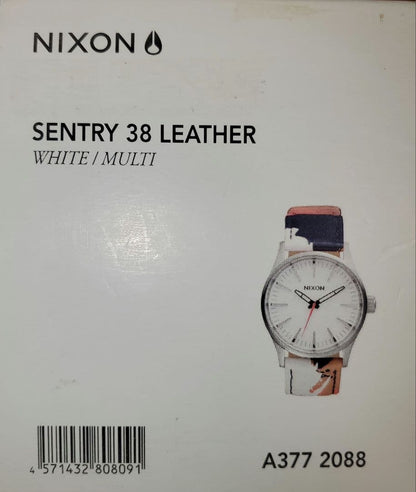 NIXON SENTRY 38 LEATHER WHITE/MULTI Quartz Men's Watch — Japanese