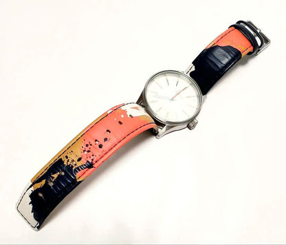 NIXON SENTRY 38 LEATHER WHITE/MULTI Quartz Men's Watch — Japanese