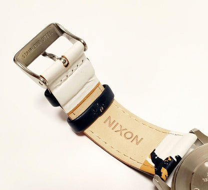 NIXON SENTRY 38 LEATHER WHITE/MULTI Quartz Men's Watch — Japanese
