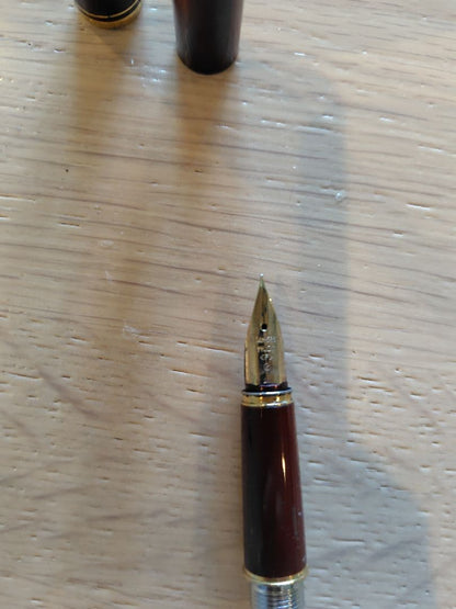 14K 585 PILOT Fountain Pen in red with 14 karat nib and blue ink