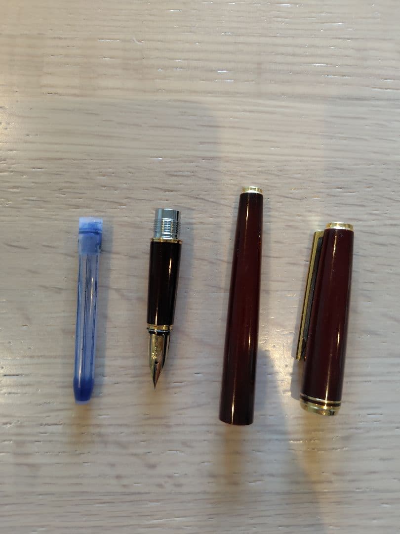 14K 585 PILOT Fountain Pen in red with 14 karat nib and blue ink