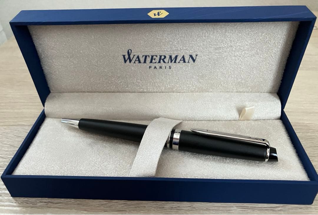 Waterman ballpoint pen in black and silver finish shown on white background
