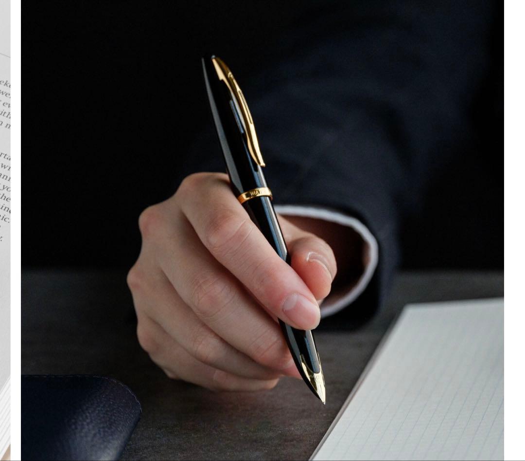 WATERMAN Calais Black Seagate GTBP ballpoint pen with gold accents and clip