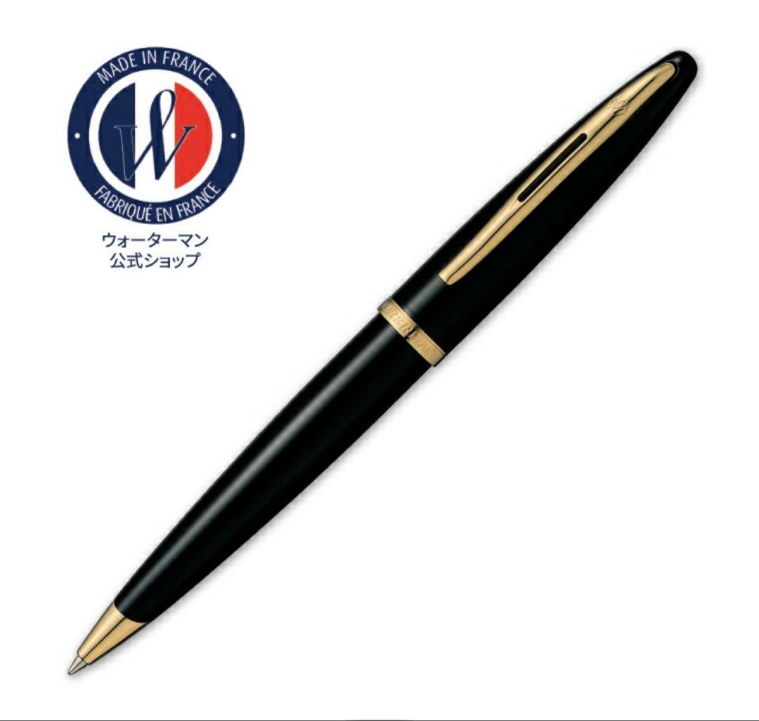 WATERMAN Calais Black Seagate GTBP ballpoint pen with gold accents and clip