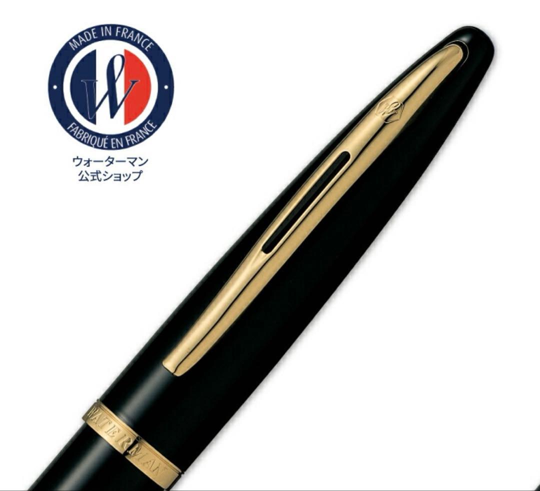 WATERMAN Calais Black Seagate GTBP ballpoint pen with gold accents and clip