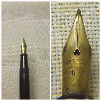 Pilot fountain pen with vintage 14K gold nib displayed on white background