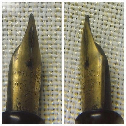 Pilot fountain pen with vintage 14K gold nib displayed on white background