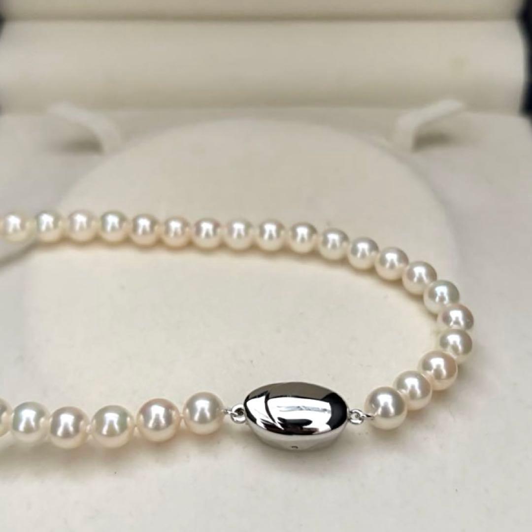 Akoya pearl necklace featuring 6.5mm round white pearls with a 37cm length and classic elegant design