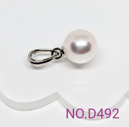 Akoya pearl large bead pendant with 8.12mm pearl, rhodium-plated SV925 head, and 45cm brass chain