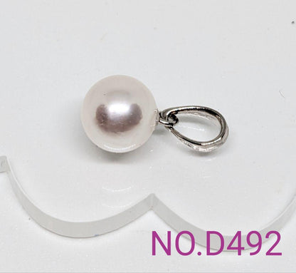 Akoya pearl large bead pendant with 8.12mm pearl, rhodium-plated SV925 head, and 45cm brass chain