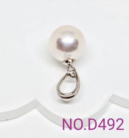 Akoya pearl large bead pendant with 8.12mm pearl, rhodium-plated SV925 head, and 45cm brass chain