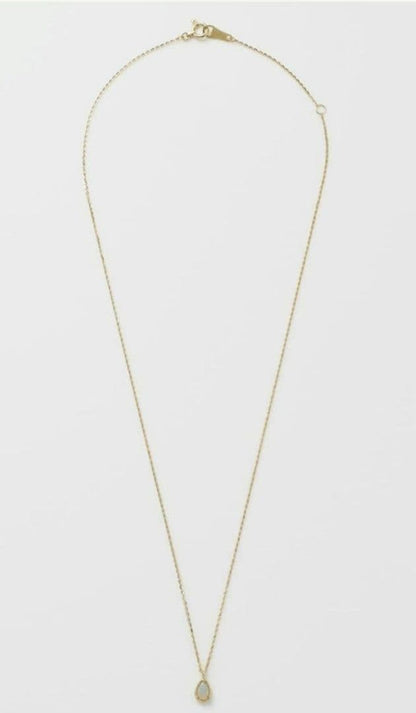 Agetto K10 gold necklace with opal pendant measuring 40 cm length and 0.6 x 0.4 cm top