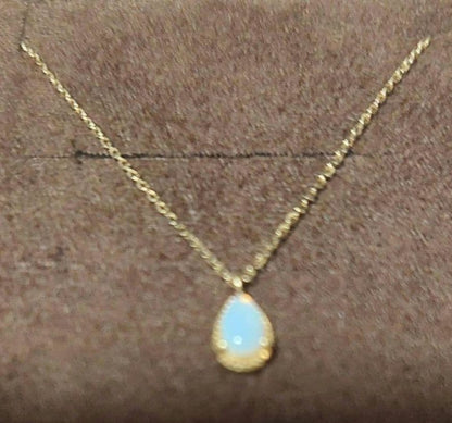 Agetto K10 gold necklace with opal pendant measuring 40 cm length and 0.6 x 0.4 cm top
