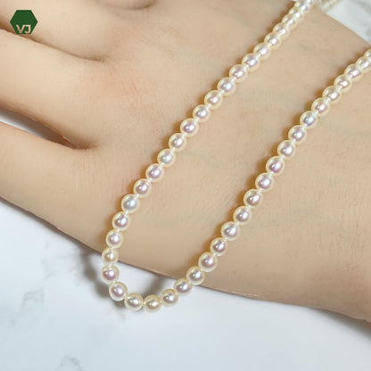 34-15TASAKIK18WG baby pearl necklace in K18 white gold with 3.8mm pearls and adjustable length