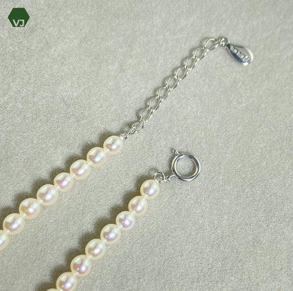 34-15TASAKIK18WG baby pearl necklace in K18 white gold with 3.8mm pearls and adjustable length