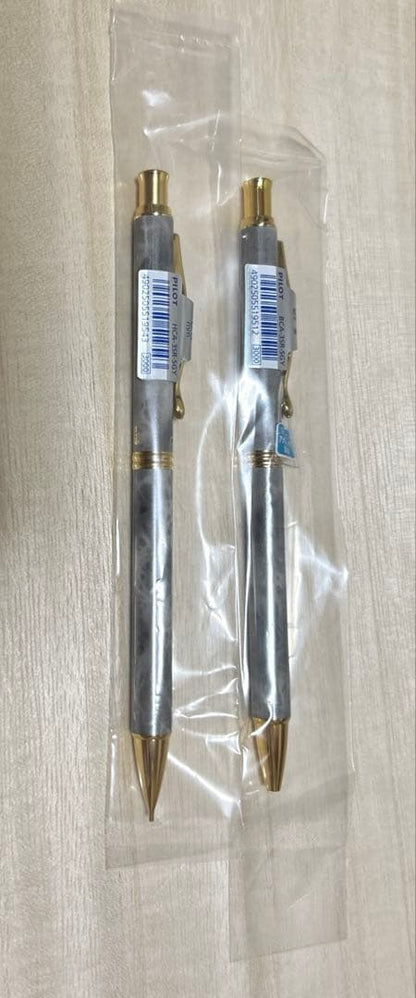Pilot Cavalier silver and gray marble sharp pencil and ballpoint pen set 0.5mm 0.7mm