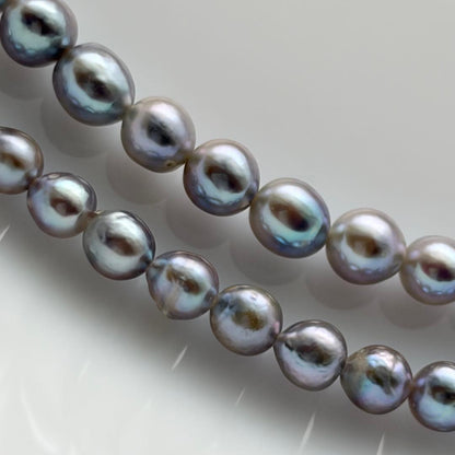 Aqua Pearl Baby Necklace Pt850 featuring natural blue Akoya pearls sized 3 to 4.3 mm on a 42.5 cm chain