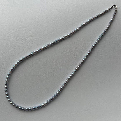 Aqua Pearl Baby Necklace Pt850 featuring natural blue Akoya pearls sized 3 to 4.3 mm on a 42.5 cm chain
