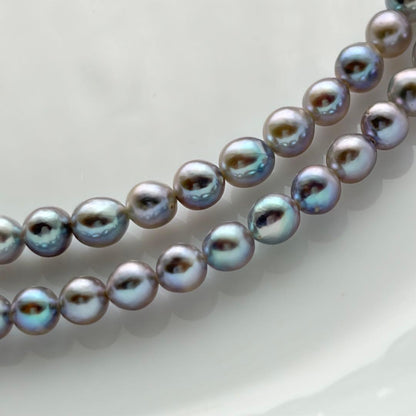 Aqua Pearl Baby Necklace Pt850 featuring natural blue Akoya pearls sized 3 to 4.3 mm on a 42.5 cm chain