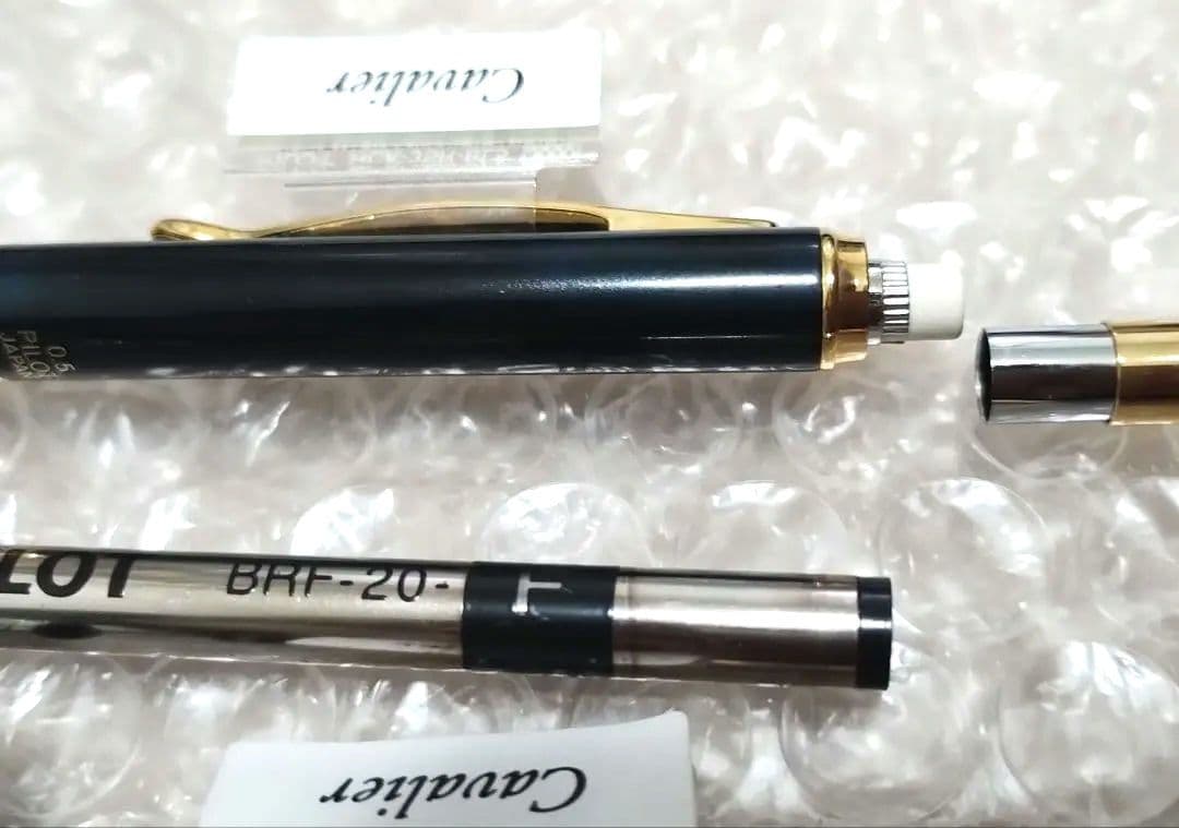 Pilot Cavalier ballpoint pen and mechanical pencil set with black and green marble pattern and included case