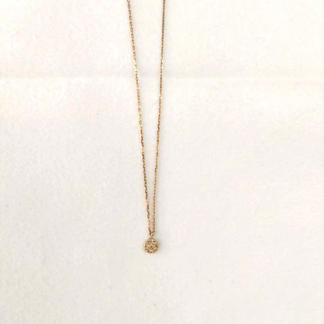 Agete necklace with 10K gold simple pendant, small charm, and 40 cm chain