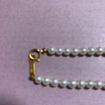Tasaki Pearl Necklace featuring white and pink pearls with 18K gold chain, 42 cm length