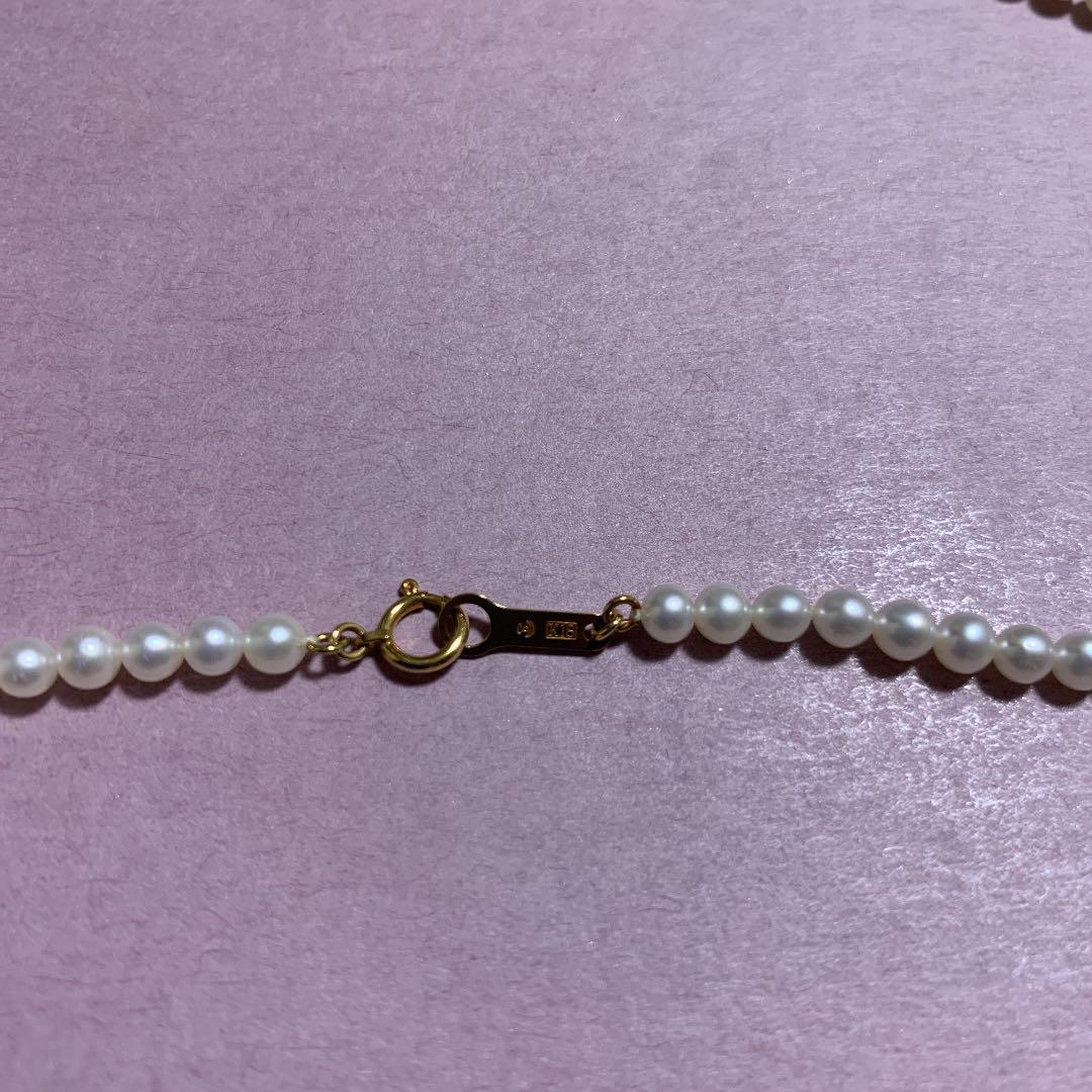 Tasaki Pearl Necklace featuring white and pink pearls with 18K gold chain, 42 cm length