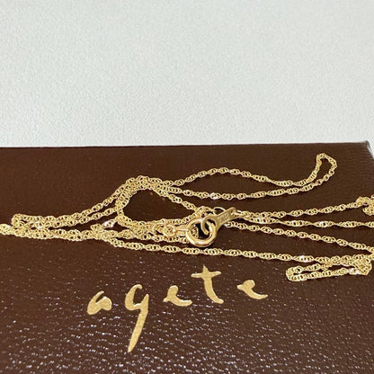 Agete K18 yellow gold screw chain necklace 50cm length with 9cm adjuster