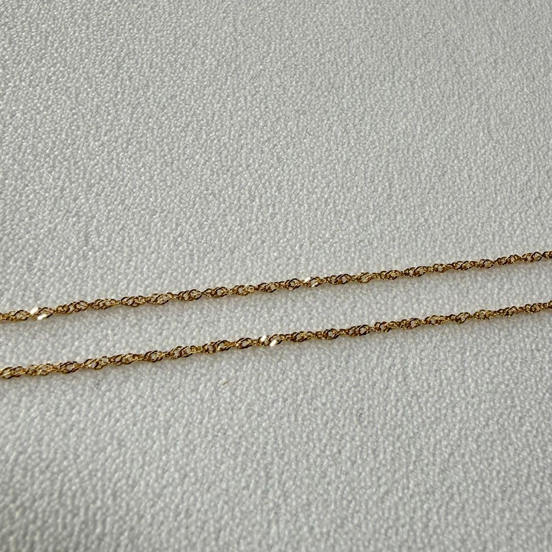 Agete K18 yellow gold screw chain necklace 50cm length with 9cm adjuster
