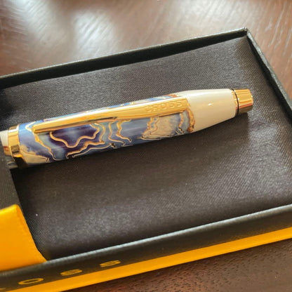 CROSS Wanderlust Ballpoint Pen No.16 in white marble pattern with dedicated case