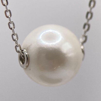 Aqua Rose Akoya genuine 7.5mm pearl necklace with Pt850 platinum small bean chain measuring 45cm