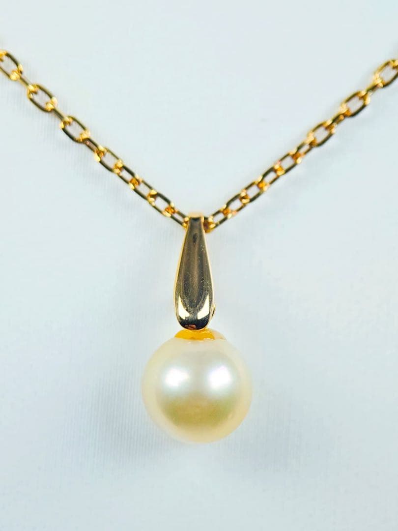 K18 Mikimoto Akoya pearl necklace with 15mm pendant and 40cm gold chain