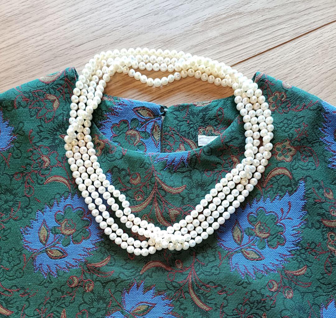 Agete freshwater pearl long necklace measuring 2 meters with lustrous white pearls