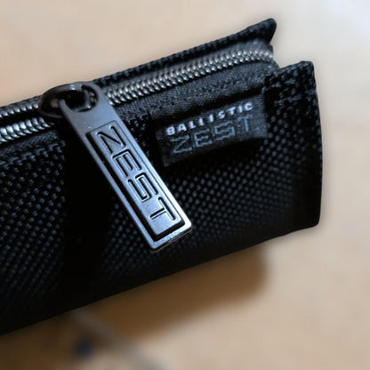Black Pilot Ballistic Zest pen case measuring 19 cm wide, 4.5 cm high, and 3.5 cm deep