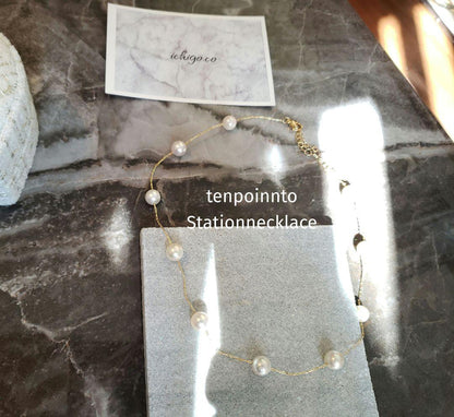 Round Akoya pearl necklace with high luster pearls on 14K gold filled K18S925 chain
