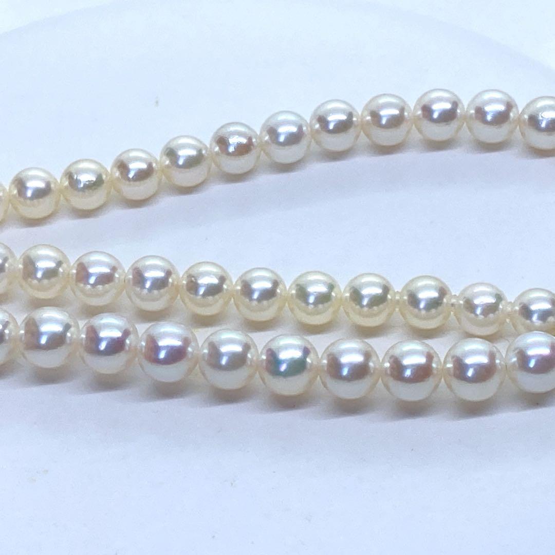 Akoya Pearl Necklace with round pink white pearls 5.5-6.5mm length 43cm silver flower design