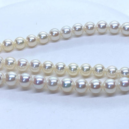 Akoya Pearl Necklace with round pink white pearls 5.5-6.5mm length 43cm silver flower design