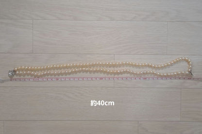 Double strand Akoya pearl necklace with 6mm white pearls and decorative clasp