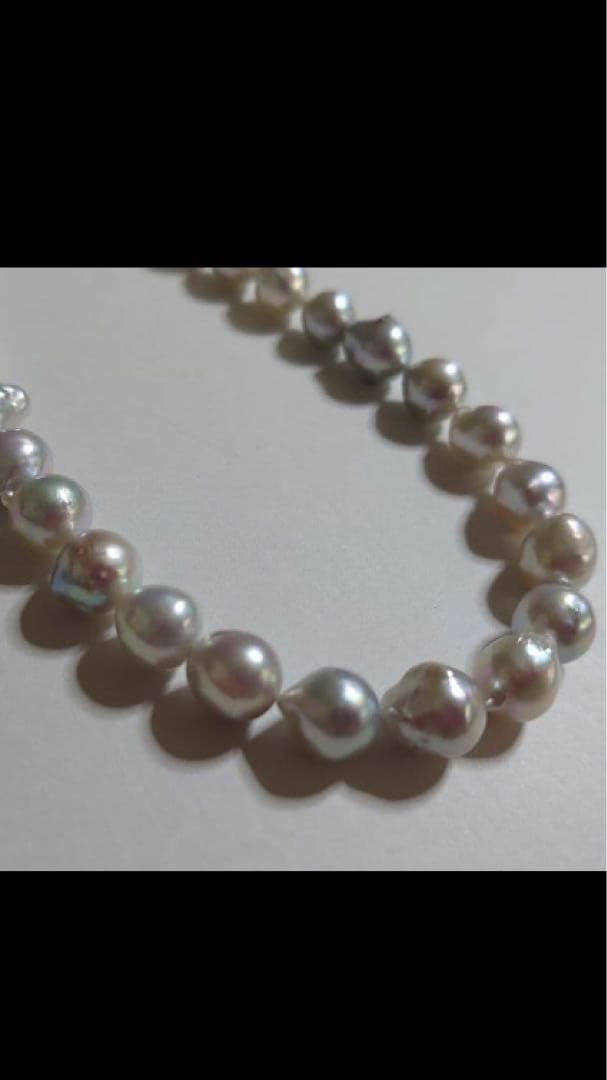 Akoya Baroque natural gray pearl necklace with 7.5-8.5 mm pearls, 40cm length