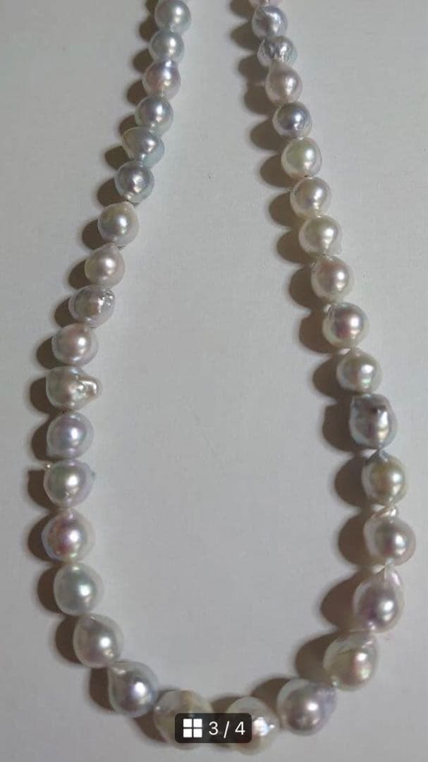 Akoya Baroque natural gray pearl necklace with 7.5-8.5 mm pearls, 40cm length