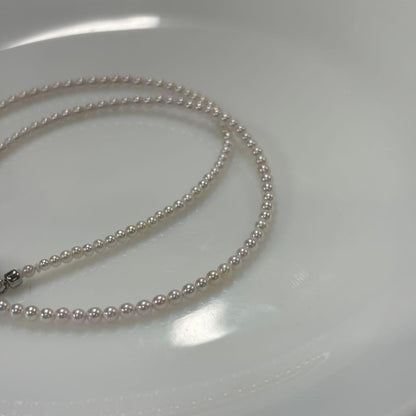 Close-up of Akoya pearl necklace 2.5-3mm pearls, 42 cm length, from Iseshima Ago Bay