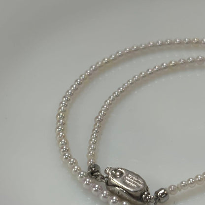 Close-up of Akoya pearl necklace 2.5-3mm pearls, 42 cm length, from Iseshima Ago Bay