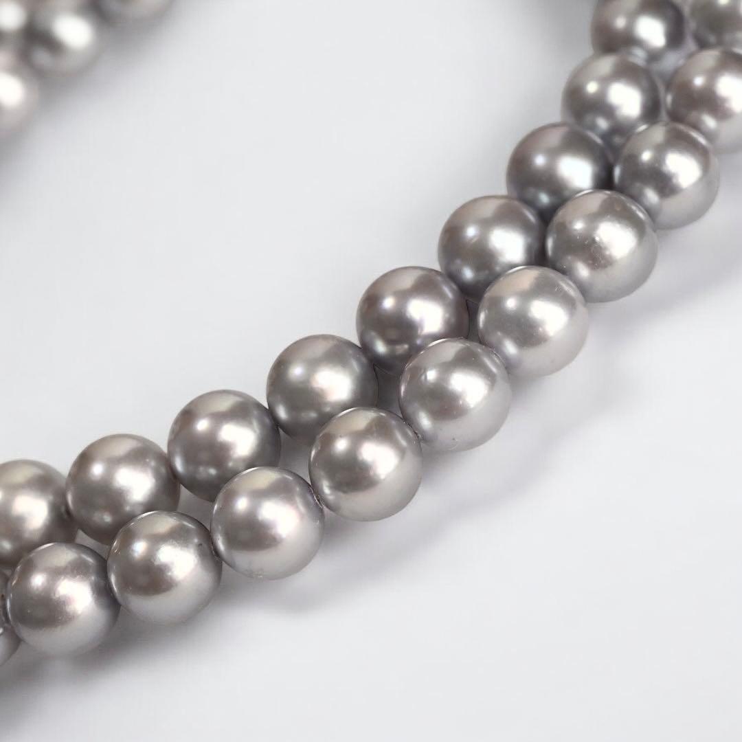 Takashi Akoya pearl necklace and matching earrings with silver clasp featuring 7.5-7 mm pearls