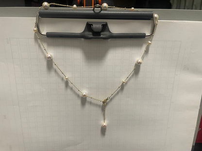 Honpuro Pearl Station Necklace with 7 Akoya pearls and 6 Freshwater pearls on a 45 cm chain