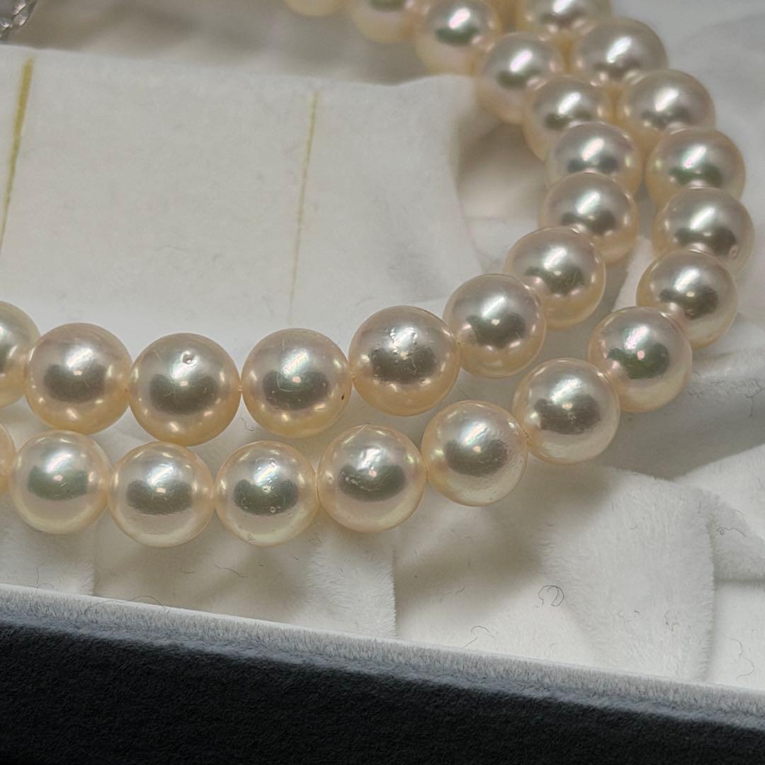TASAKI Akoya pearl necklace with 7.5-9mm pearls and K14 gold silver clasp, 46cm length