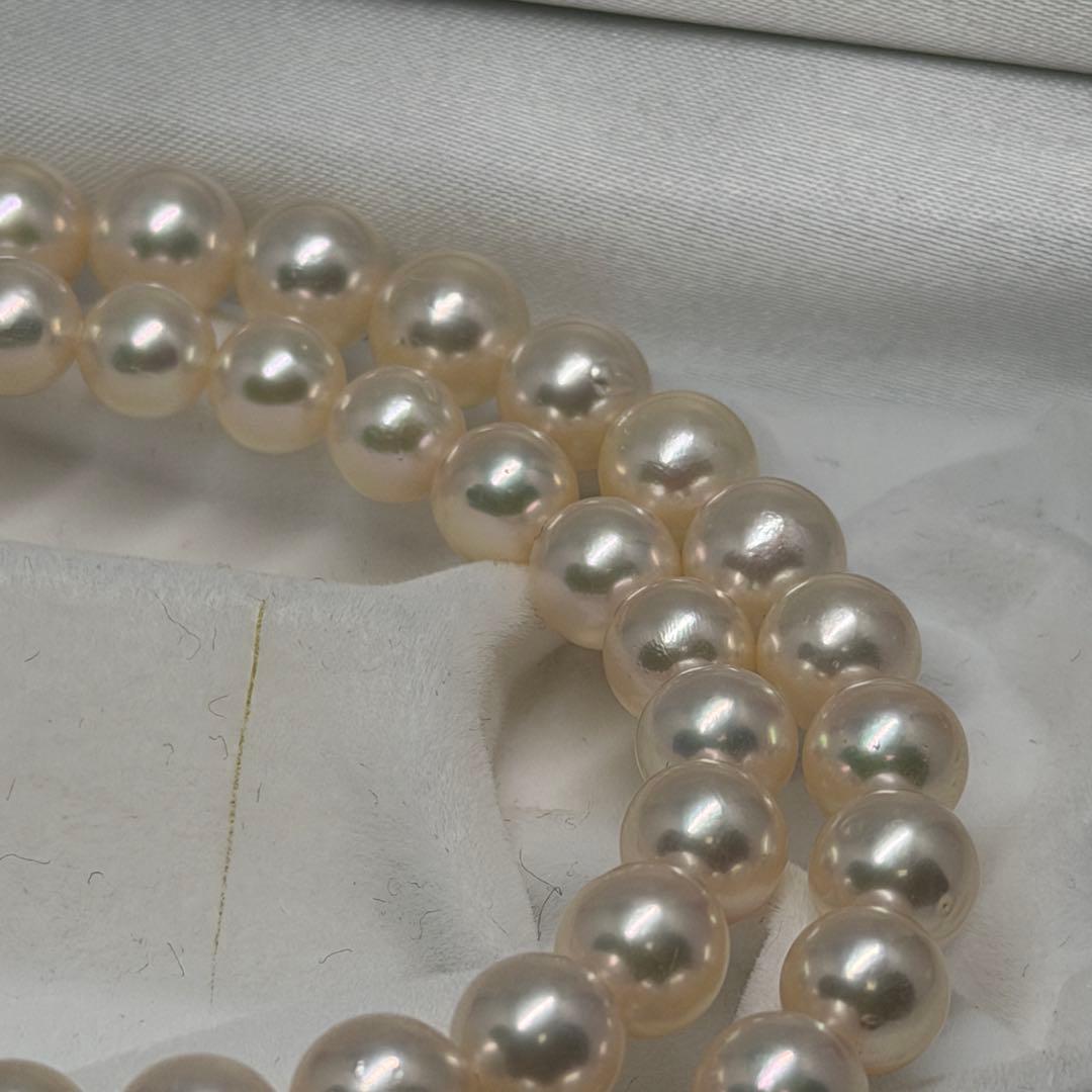 TASAKI Akoya pearl necklace with 7.5-9mm pearls and K14 gold silver clasp, 46cm length