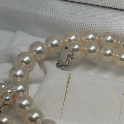 TASAKI Akoya pearl necklace with 7.5-9mm pearls and K14 gold silver clasp, 46cm length