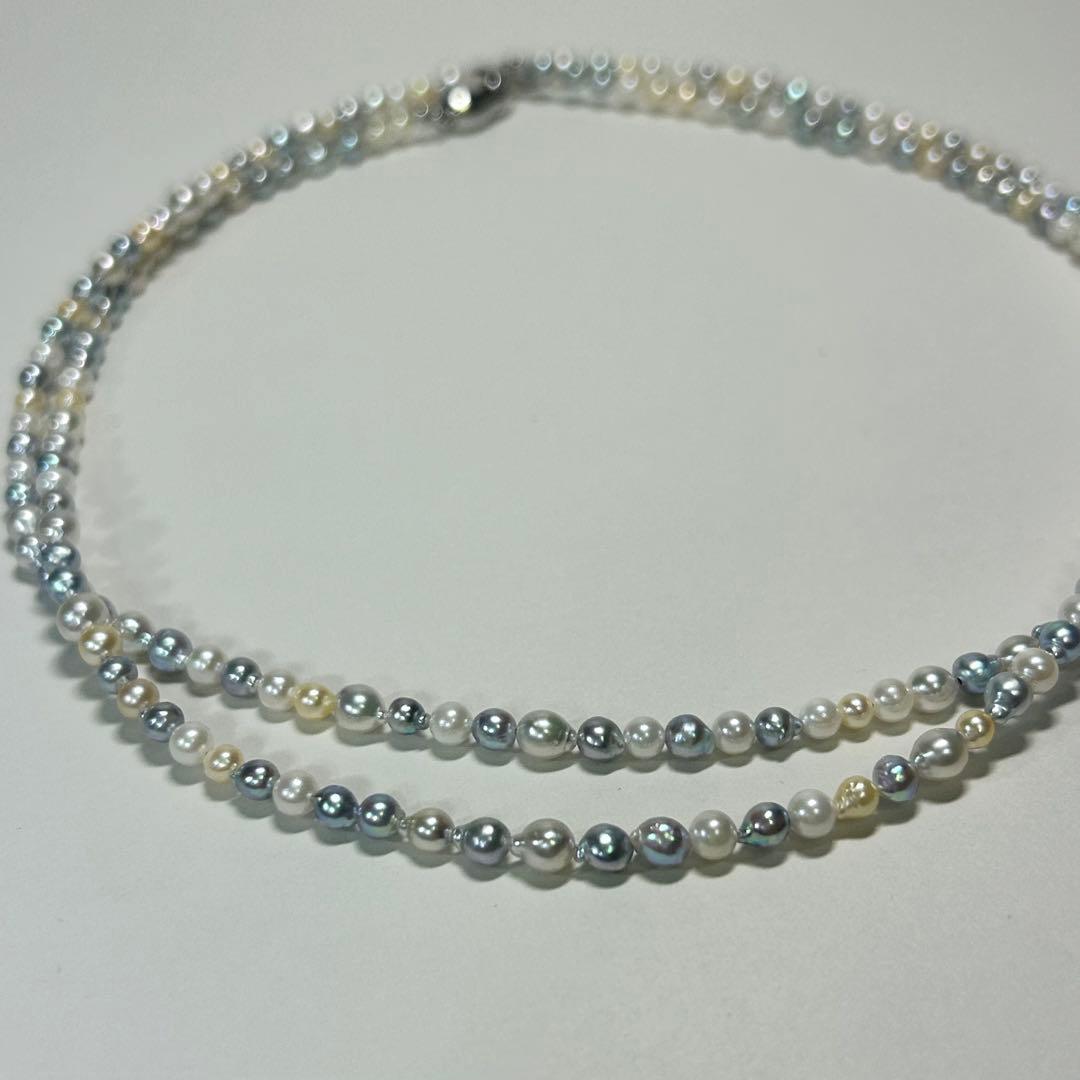 Akoya pearl baby pearl multi baroque necklace 80cm long with natural multi-color pearls and silver clasp