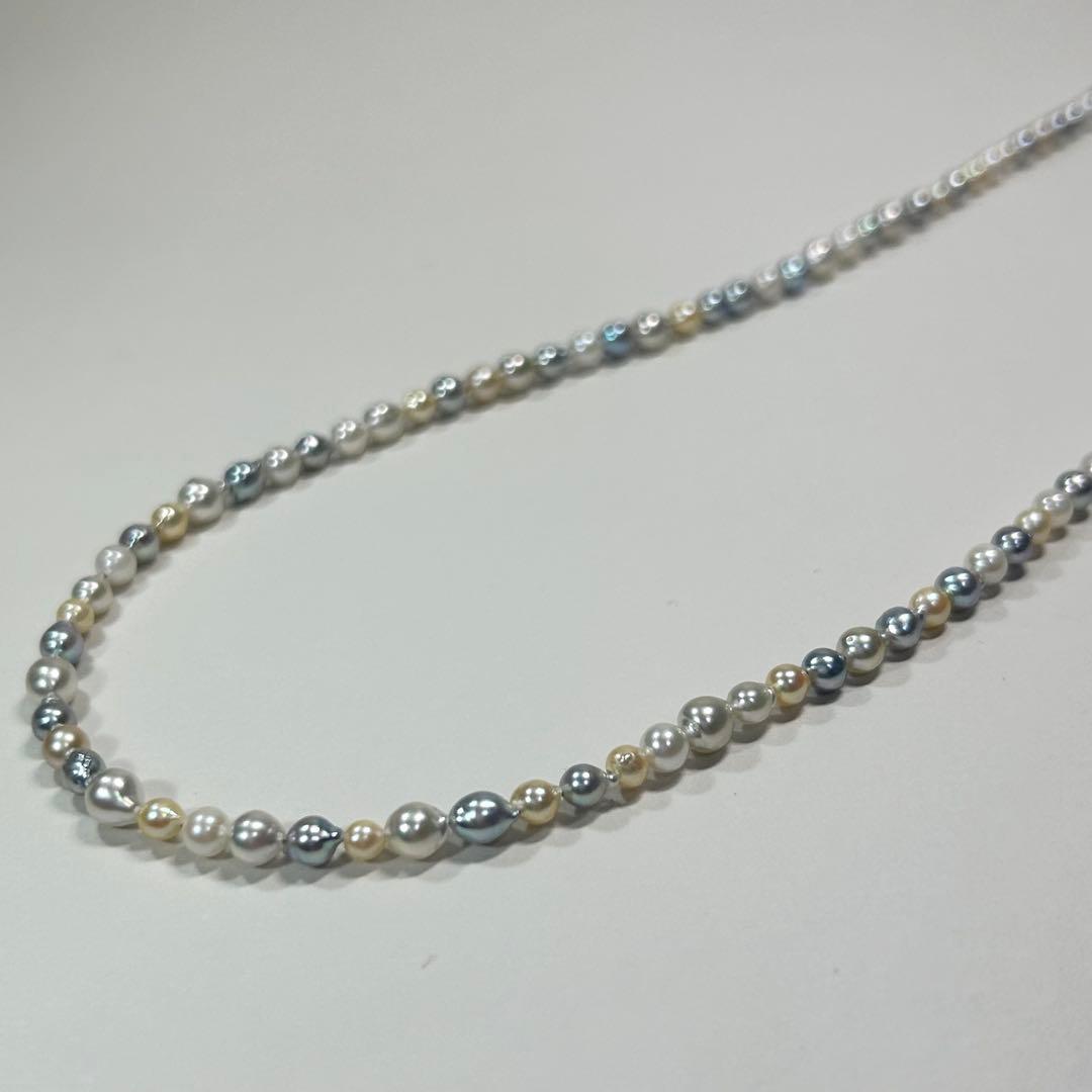 Akoya pearl baby pearl multi baroque necklace 80cm long with natural multi-color pearls and silver clasp